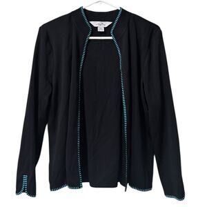 Ming Wang Open Front Cardigan Sweater Size M Petite Designer Professional Career